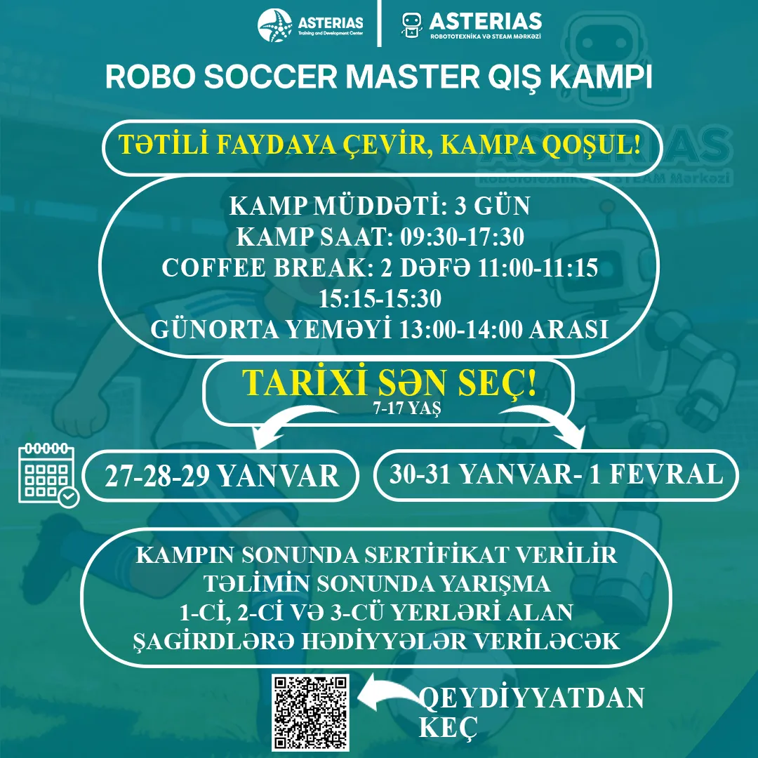 ROBOSOCCER MASTER QIŞ KAMPI-NA QEYDİYYAT BAŞLADI!⚽️🤖🥅